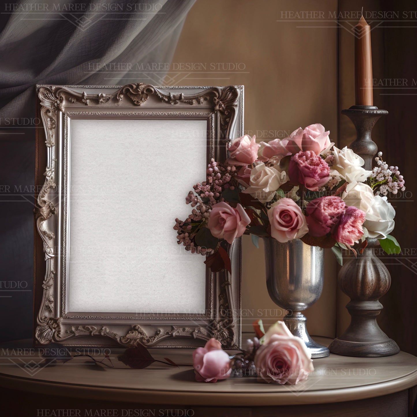 Elegant Ornate Silver Frame Mockup