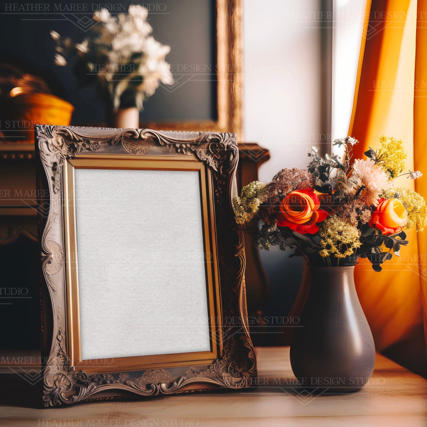 Elegant Carved Wooden Frame Mockup